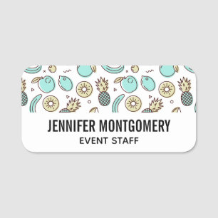 Cute Fruit Pattern Summery Line Drawing Name Tag