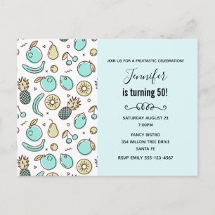 Cute Fruit Pattern Summery Themed Birthday Invitation Postcard