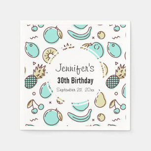 Cute Fruit Pattern Summery Themed Birthday Napkin
