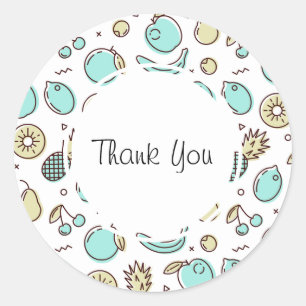Cute Fruit Pattern Summery Themed Thank You Classic Round Sticker