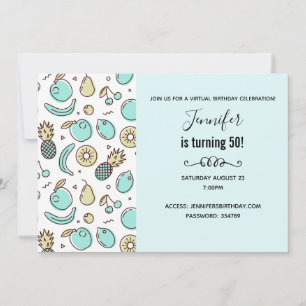 Cute Fruit Pattern Summery Themed Virtual Birthday Invitation