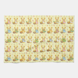 Cute Fruit Teddy Bear and Baskets Kitchen Towel