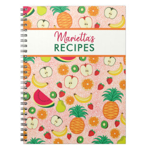   Cute Fruits Pattern Colourful Personalized Recip Notebook