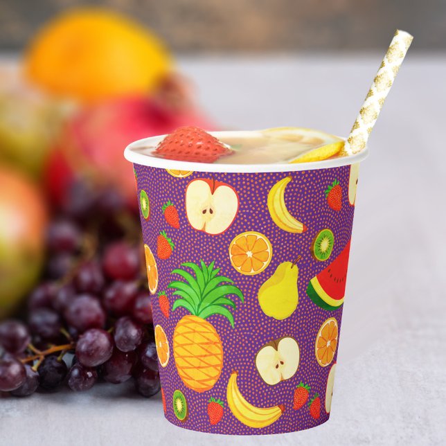 Cute Fruits Pattern Healthy Funny Colourful Juice Paper Cups (Creator Uploaded)