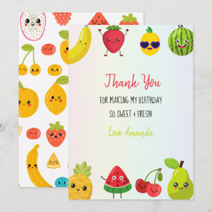Cute Fruits Thank You Birthday Party Flat Card