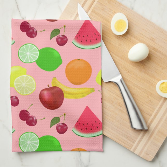 Cute Fruits You Customize Background Colour Kitchen Towel (Quarter Fold)