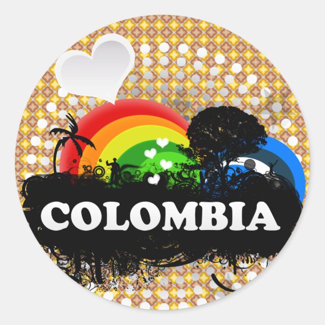 Cute Fruity Colombia Classic Round Sticker (Front)