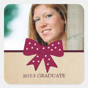 Cute Fuchsia Bow Graduation Stickers