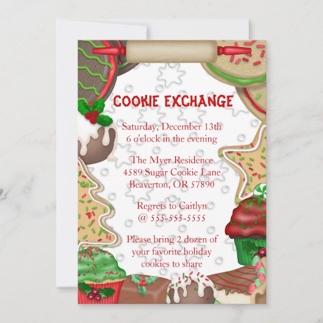 Cute Fudge & Sugar Cookie Exchange Invitation de v (Devant)