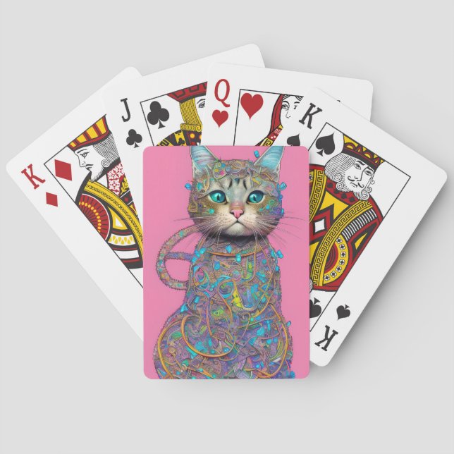 Cute Full Body Cat Hyper Playing Cards (Back)