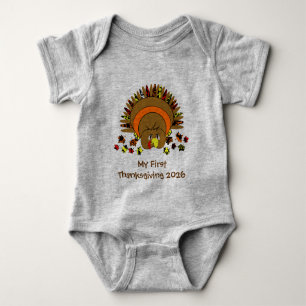 Cute Full Colour Turkey Baby Bodysuit