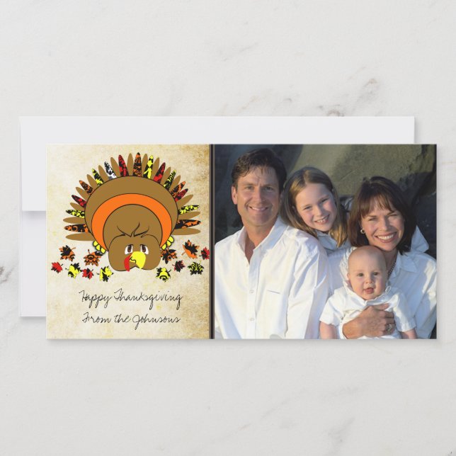 Cute Full Colour Turkey Holiday Card (Front)
