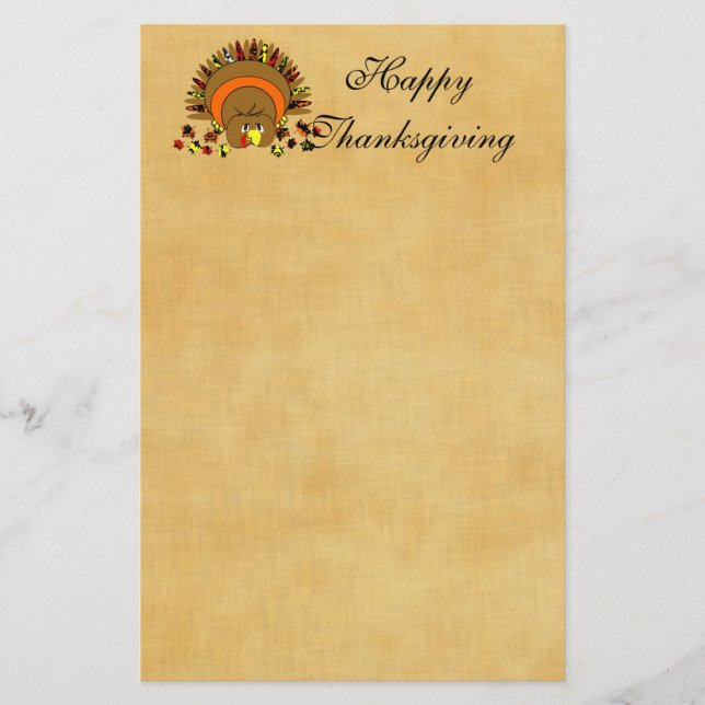 Cute Full Colour Turkey Stationery (Front)