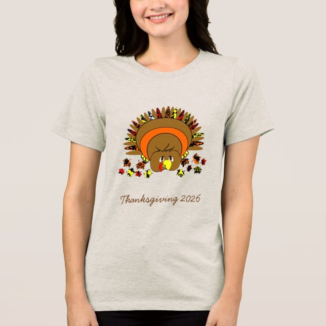 Cute Full Colour Turkey Tri-Blend Shirt (Front)