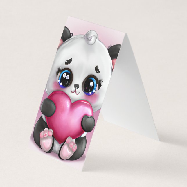 Cute Full Complete Baby Female Panda Bear Holding  Business Card (Front)