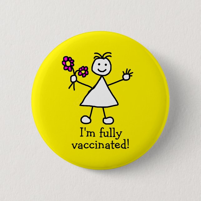 Cute Fully Vaccinated Cute Yellow 2 Inch Round Button (Front)