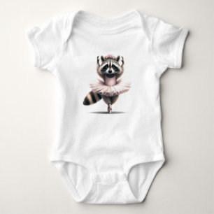 Cute Fun Animal Humour Raccoon Ballerina Baby Bodysuit