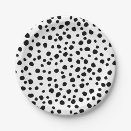 Cute Fun Black and White Dalmatian Animal Print Paper Plate