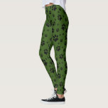 Cute Fun Black on Green Paw Prints Leggings<br><div class="desc">These fun leggings are perfect for dog and cat lovers. They feature a cute pattern with black paw prints scattered over a forest green coloured background. Fun whimsical design is perfect for pet parents and animal lovers.</div>