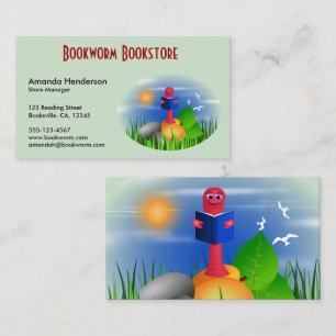 Cute Fun Bookworm Book Store Cartes de visite
