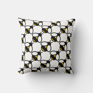 Cute fun bumble bee pattern back yellow bee throw pillow