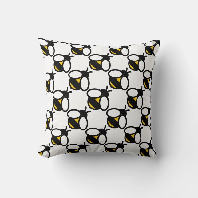 Cute fun bumble bee pattern back yellow bee throw pillow (Front)