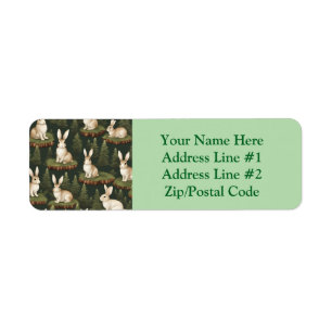 Cute Fun Bunnies On Evergreen Background