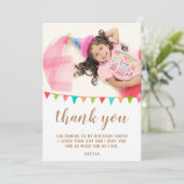 Cute Fun Bunting Flag Kid BIrthday Photo Thank You Card (Standing Front)