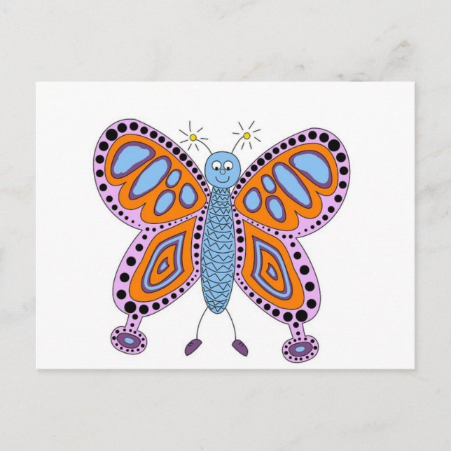 Cute Fun Butterfly Postcard (Front)