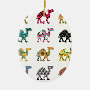 Cute fun camels ceramic ornament