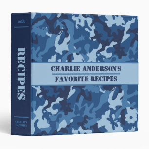 Cute Fun Camo – Blue - Recipe Binder