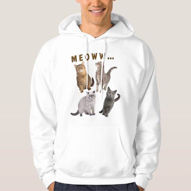 Cute Fun Cats Meow Hoodie (Front)