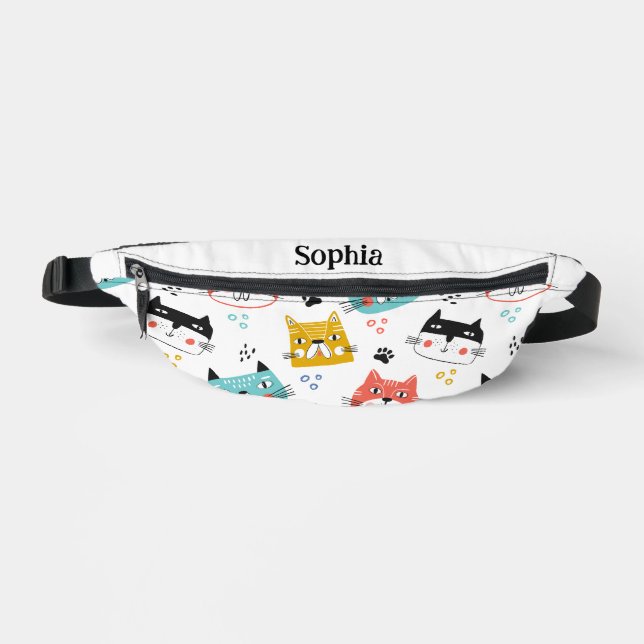 Cute fun cats pattern kids fanny pack (Front)