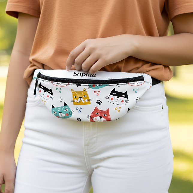 Cute fun cats pattern kids fanny pack (fanny pack with cat pattern)