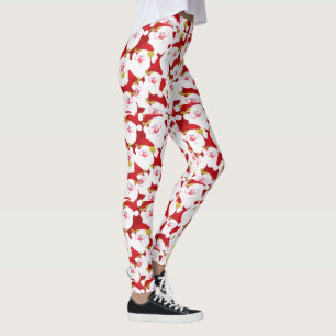 Cute Fun Chic Sporty Santa Christmas Leggings