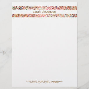 Cute Fun Colorful Confetti Stripes Letterhead