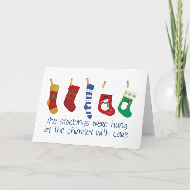 Cute Fun Colourful Christmas Stockings Holiday Card (Front)