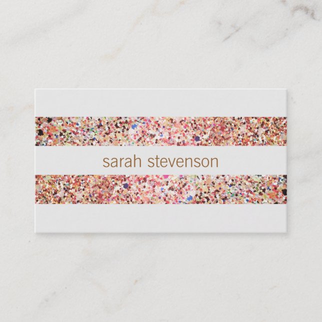 Cute Fun Colourful Confetti Stripes Business Card (Front)