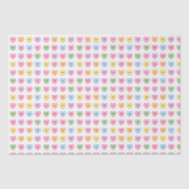 Cute fun colourful conversation hearts pattern tissue paper (Front)