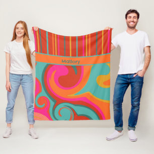 Cute Fun Colourful Funky Girl Inspirivity Fleece Blanket