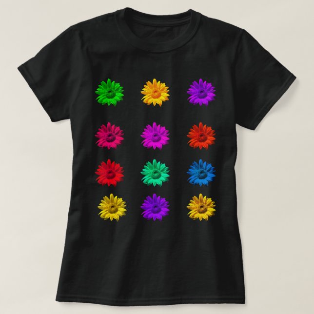 Cute Fun Colourful Groovy Funky Cool Stylish Flowe T-Shirt (Design Front)