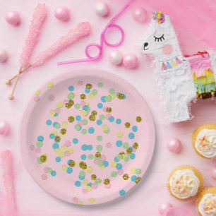 Cute Fun Colourful Modern Confetti Dots Paper Plate