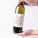 Cute fun colourful personalized Christmas holiday Wine Label<br><div class="desc">Deck the halls and deck your wine with this cute and colourful personalized Christmas label. Designed to coordinate with the fa la la and ho ho ho collection, the green, pink, red and gold type is a perfectly fun and festive touch. This holiday wine label design is perfect for Christmas...</div>