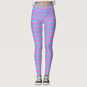 Cute Fun Colourful Pink and Blue Striped  Leggings