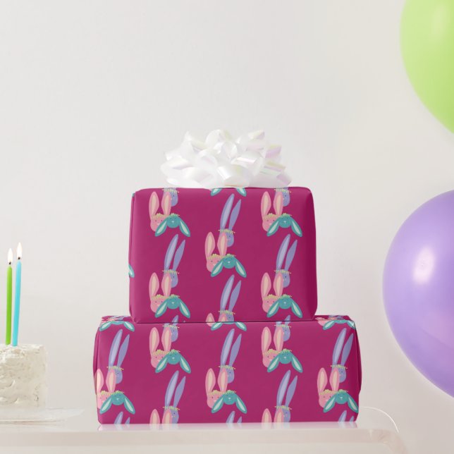 Cute Fun Colourful Pink Purple Teal Bunny Magenta Wrapping Paper (Party Gifts)