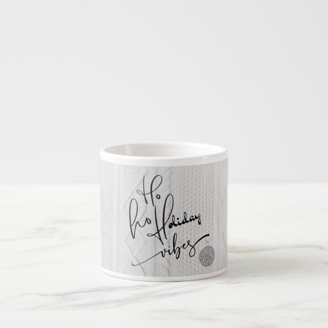 Cute Fun Cozy Sweater White/Black Script Holiday  Espresso Cup (Front)