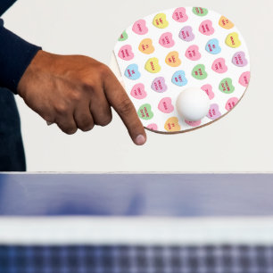 Cute fun custom conversation hearts pattern ping pong paddle