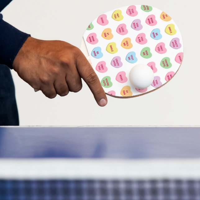 Cute fun custom conversation hearts pattern ping pong paddle (Insitu)