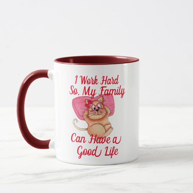 Cute Fun Customizable Adorable Funny Cat Dad Mom Mug (Left)