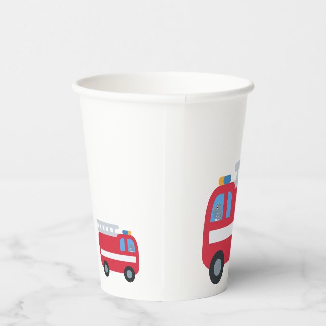 Cute fun Dino drive Fire engine Back To School   Paper Cups (Right)